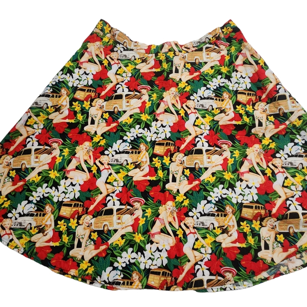 Hemet Aloha Print Pin Up Ladies and Classic Cars Plus Size 3x